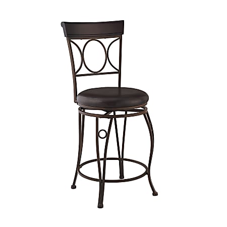 Linon Taylor Faux Leather Armless Swivel Counter Stool, Brown/Black