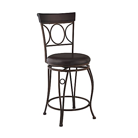 Linon Taylor Faux Leather Armless Swivel Counter Stool,