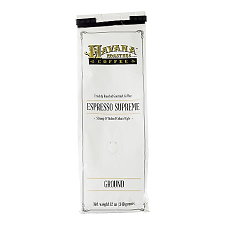Havana Roasters Coffee Ground Coffee, Dark Roast, Espresso Supreme, 12 Oz Per Bag, Carton Of 3 Bags