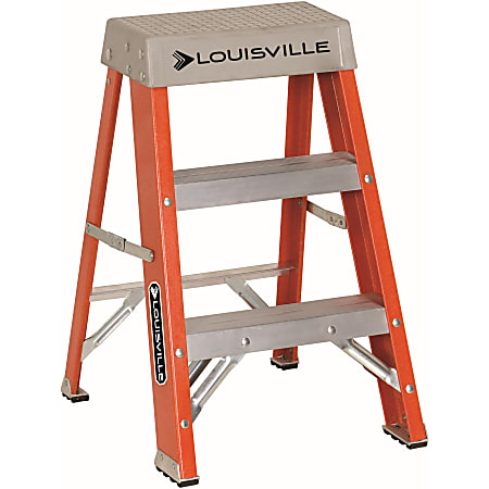 Louisville 2' Fiberglass Step Ladder - 2 Step - 300 lb Load Capacity - 29" x 7"17" - Orange