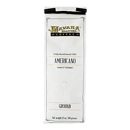 Havana Roasters Coffee Ground Coffee, Medium-Dark Roast, Americano, 12 Oz Per Bag, Carton Of 3 Bags