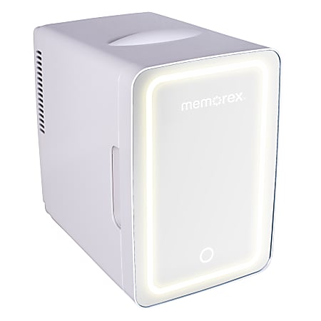 MEMOREX® 0.8 Cu. Ft. 9-Can Beautylighted Mini Mirror Fridge, White