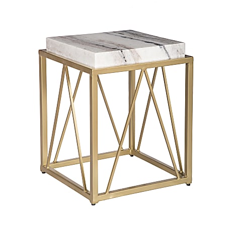 Coast To Coast Marble Accent Table, 20-1/2"H x 15-1/2"W x 15-1/2"D, Marble/Gold