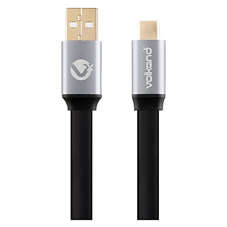 Volkano X Speed Series USB 3.0 To USB Type-C Cable, 3', Flat Black, VK-20071-BK