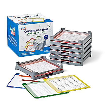 Hand2Mind Cuisenaire Rod Workspace Trays, Multicolor, K – 8, Set Of 6 Trays