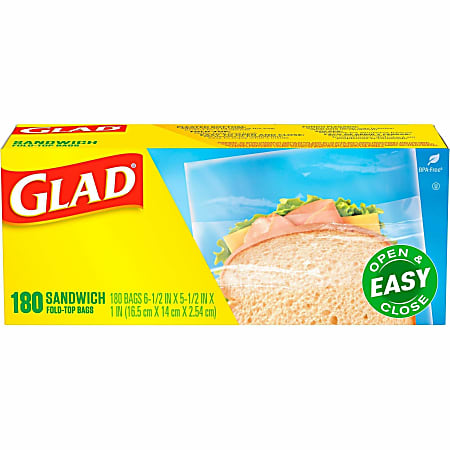 Glad Food Storage Bags Sandwich Fold Top 6.50 Width x 5.50 Length