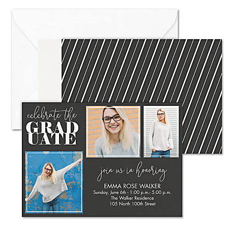 Custom Graduation Photo Announcement With Envelopes, Your Party, 7" x 5", Box Of 25 Cards 