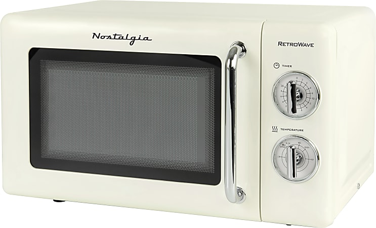 Nostalgia Electrics 0.7 Cu Ft 700-Watt Microwave With Retro Dials, Ivory