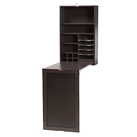 Baxton Studio Millard 36”W Modern And Contemporary Folding Desk, Dark Brown