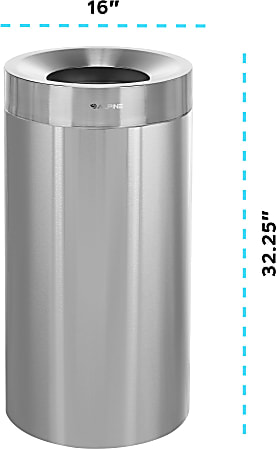 Alpine Commercial Open Top Indoor Trash Can, 27 Gallon, Stainless Steel