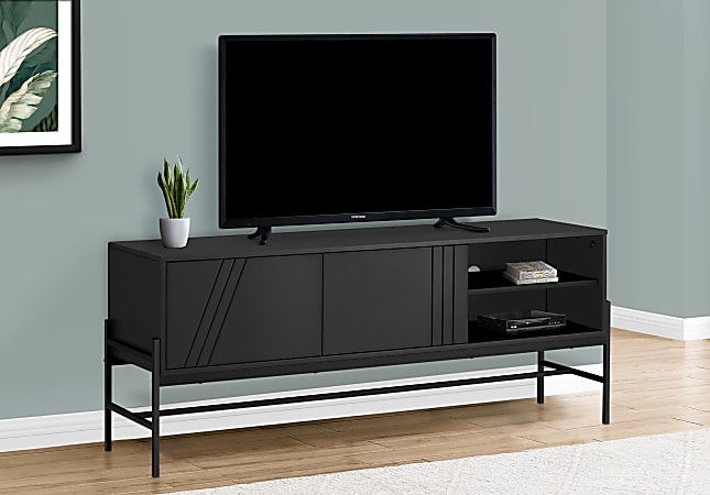 Monarch Specialties Sonny TV Stand For 58" TVs, 23-3/4”H x 59”W x 15-1/2”D, Black