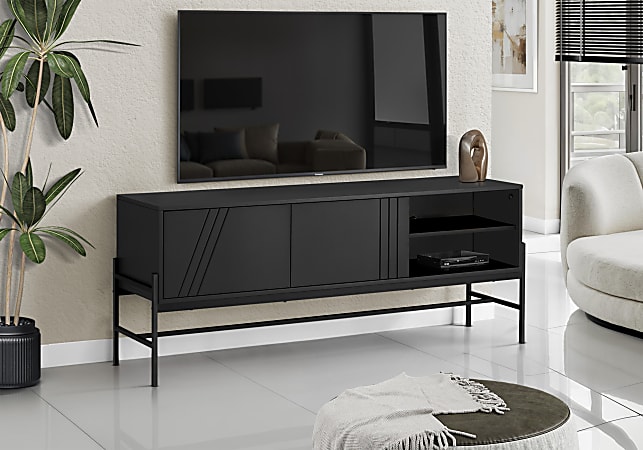 Monarch Specialties Sonny TV Stand For 58" TVs, 23-3/4”H x 59”W x 15-1/2”D, Black