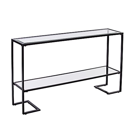 SEI Furniture Horten Console Table With Glass Top, 29"H x 52"W x 12"D, Black