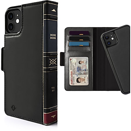 Twelve South BookBook Carrying Case (Book Fold) Apple iPhone 11, iPhone XR Smartphone - Black - Scratch Resistant Interior - Full Grain Leather, MicroFiber Interior