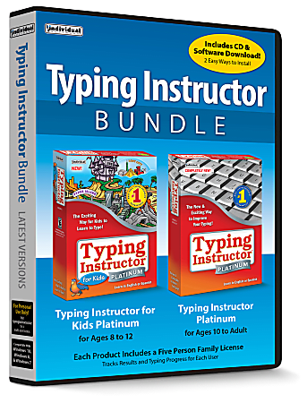 Individual Software® Typing Instructor Bundle: Typing Instructor Platinum And Typing Instructor For Kids Platinum, Disc