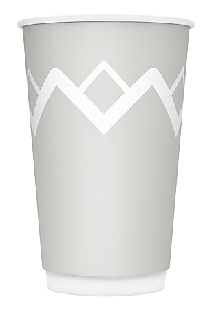 Highmark® Insulated Hot Cups, 16 Oz, 42% Recycled, Gray/White, Pack Of 50