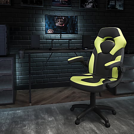 Flash Furniture Gaming Desk And Racing Chair Set With Cup Holder, Headphone Hook and Monitor/Smartphone Stand, Green
