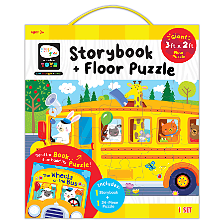 Bendon, Inc. giggle+grow® Storybook Floor Puzzle, The Wheels on the Bus, 3' x 2', Set Of 24 Pieces