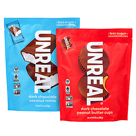 Unreal Dark Chocolate Coconut Minis And PB Cups Bags, Pack Of 2 Bags