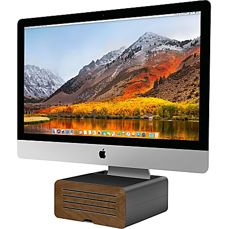 Twelve South HiRise Pro for iMac - Up to 27" Screen Support - 11.5" Height x 11.3" Width - Desktop - Aluminum, Leather, Walnut - Gunmetal