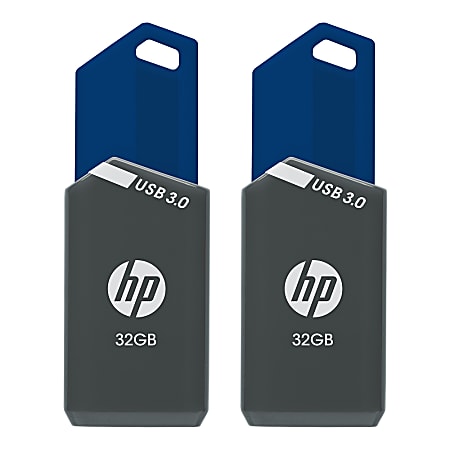 HP x900w USB 3.0 Flash Drives, 32GB, Gray/Blue, Pack Of 2 Flash Drives