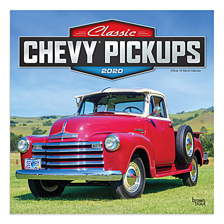 Brown Trout Monthly Wall Calendar, Chevy Pickups, 24” x 12”, January To December 2020