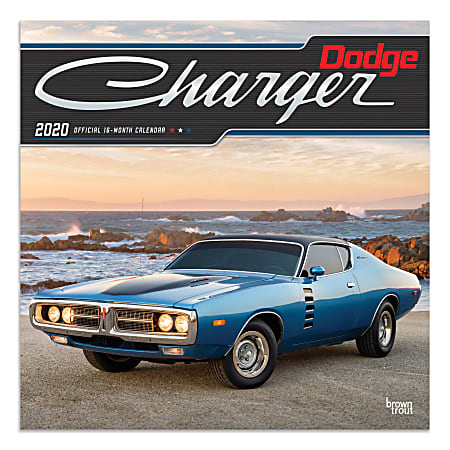 Brown Trout Monthly Wall Calendar, Dodge Charger, 24” x 12”, January To December 2020
