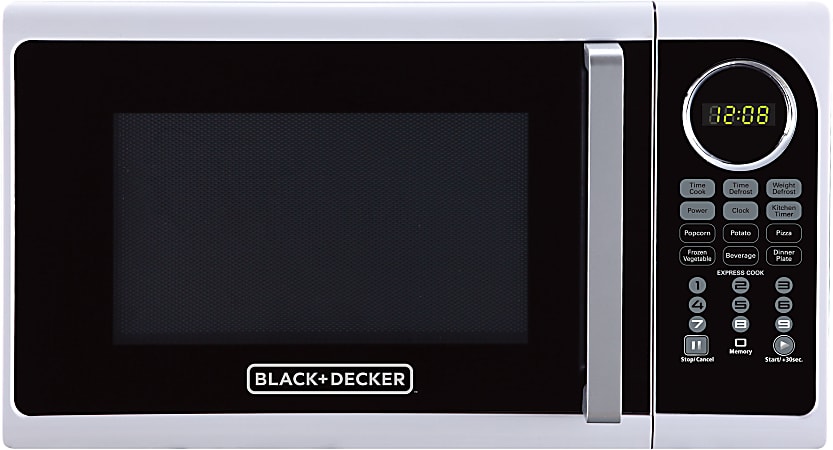 Black+Decker 0.9-Cu. Ft. Pull-Handle Countertop Microwave, White