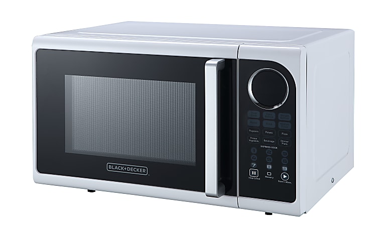 Black Decker 0.9 Cu. Ft. Pull Handle Countertop Microwave White - Office  Depot