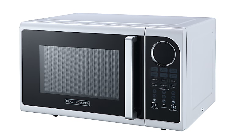 BlackDecker 0.9 Cu. Ft. Pull Handle Countertop Microwave White ODP Business Solutions