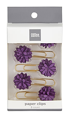 Office Depot® Brand Decorative Paper Clips, Pack Of 5, Jumbo, Gold