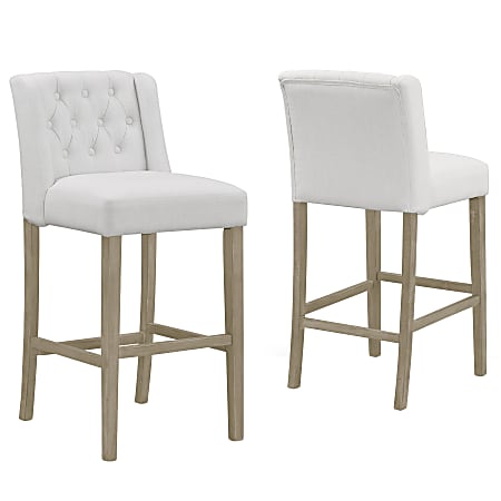 Glamour Home Aled Bar Stools, Beige/Antique Wood, Set Of 2 Stools