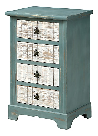 Coast to Coast 4-Drawer Accent Chest, 29-1/2"H x 19-1/2"W x 14"D, Teal/White