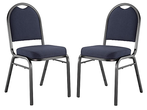 National Public Seating 9200 Series: Dome-Back Premium Fabric Upholstered Banquet Stack Chair, Midnight Blue Seat/Black Sandtex Frame, Set Of 2