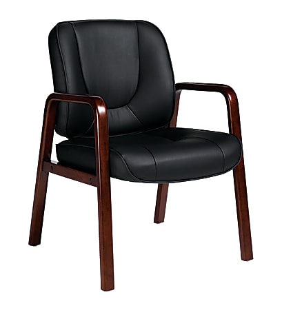 Offices To Go™ Luxhide Bonded Leather Guest Chair, Black/Brown