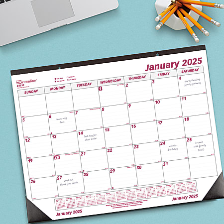 Floral Monthly Desk Pad Calendar (2025
