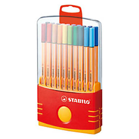 Stabilo® Point 88 Fineliner Pens, 0.4 mm, Fine Point, Orange Barrel, Assorted Ink, Pack Of 20