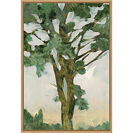 Amanti Art Green Tree Line I by PI Gallerie Framed Canvas Wall Art Print, 16" x 23", Maple