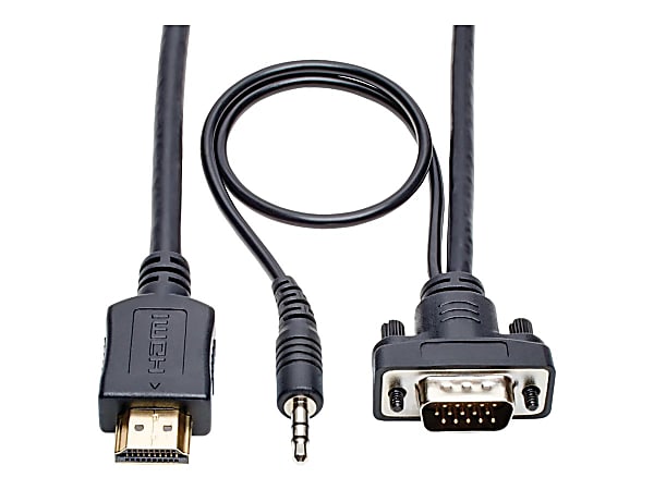 Eaton Tripp Lite Series HDMI to VGA + Audio Active Adapter Cable (HDMI to Low-Profile HD15 + 3.5 mm M/M), 6 ft. (1.8 m) - P566006VGAA