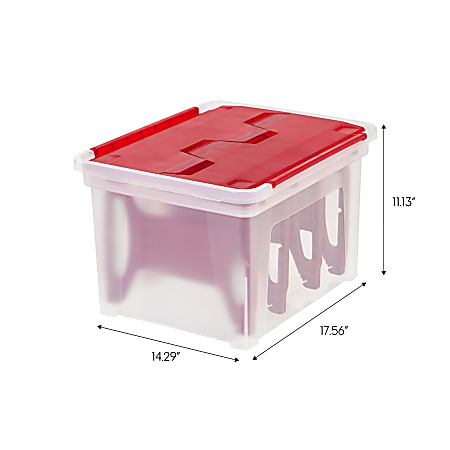 IRIS Holiday Christmas Light Storage Containers With Light Wraps 17 916 x  14 516 x 11 316 Red Case Of 3 - Office Depot