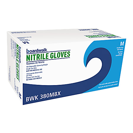 Boardwalk Disposable Nitrile General-Purpose Gloves, Medium, Blue, Box Of 100 Gloves