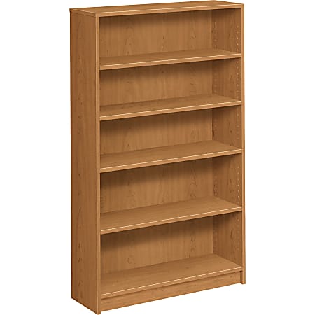 HON® 1870 60&quot;H 5-Shelf (3 Adjustable) Bookcase, Harvest