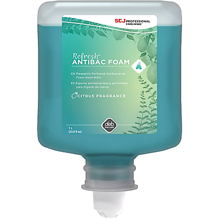 SC Johnson Refresh Foam Hand Soap - 33.8 fl oz (1000 mL) - Bacteria Remover - Hand - Green - Non-drying - 6 / Carton