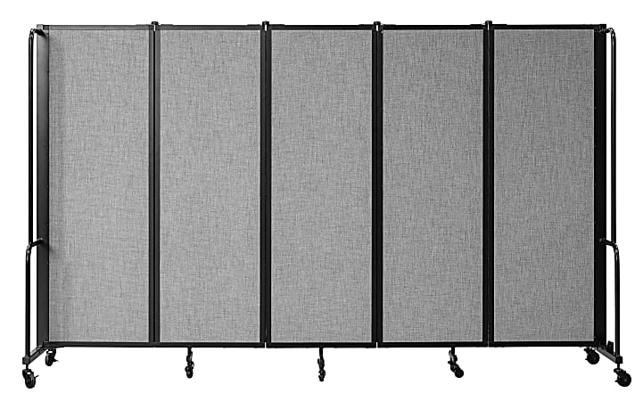 National Public Seating Room Divider, 5-Section, 72"H x 27"W x 118"D, Gray