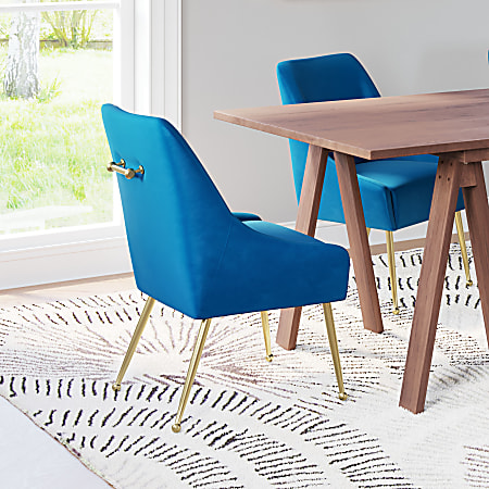 Zuo Maxine Dining Accent Chair, Navy Blue/Gold