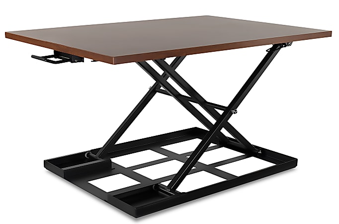 Mount-It! X-Lift 32"W Standing Desk Converter With Adjustable Height, Brown