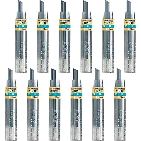 Pentel Super Hi-Polymer Leads - 0.7 mm , Medium Point - H - Black Lead - 12/Tube - 12 / Box
