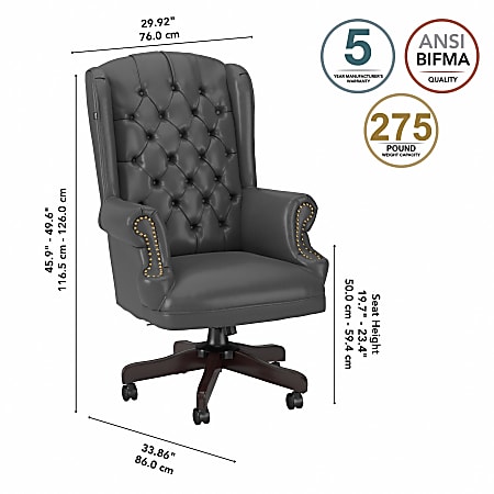 Bush Business Furniture Yorkshire Wingback Ergonomic Bonded