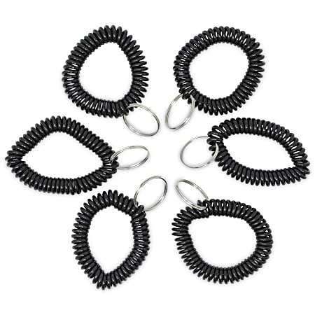 Universal® Wrist Coils With Key Rings, Black, Pack Of 6 Coils