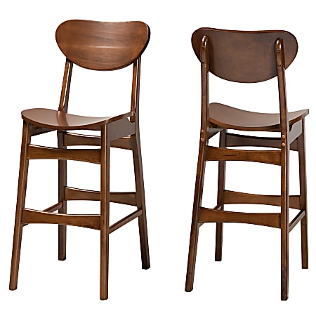 Baxton Studio Katya Bar Stools, Walnut Brown, Set Of 2 Stools